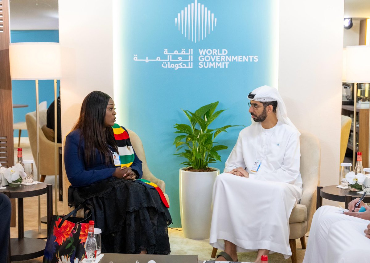 Zimbabwe’s ICT Minister Hon. T.A. Mavetera met UAE AI Minister Omar Al Olama to discuss support for Zimbabwe’s National AI Strategy &amp; modernizing e‑gov systems. Collaboration builds on the 1.5M Coders Programme, driving digital transformation.