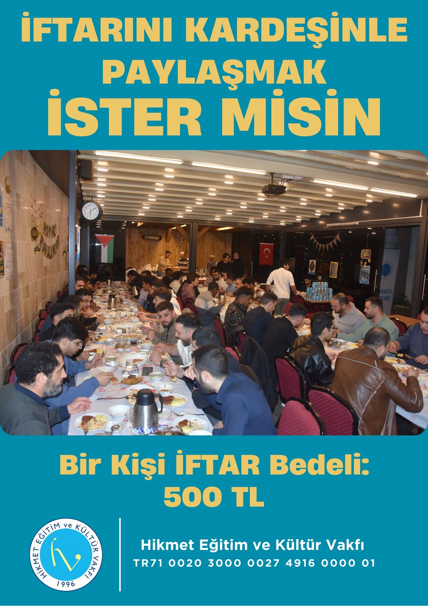 İftarını Kardeşinle Paylaşmak İster Misin?

Bir Kişi İftar Bedeli: 500₺

Allah Yardımlarınızı Kabul Etsin.

Hikmet Eğitim Ve Kültür Vakfı
TR71 0020 3000 0027 4916 0000 01

#HikmetVakfı / 0212 531 02 14/17