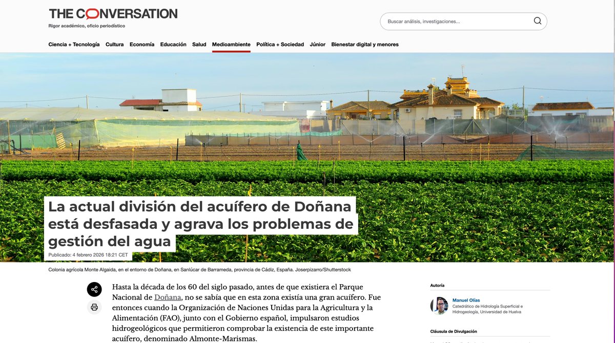 UCC_UHU's tweet photo. ¿A dónde va el #agua del acuífero de #Doñana? 

El agua del acuífero proviene de la infiltración de parte del agua de la #lluvia caída en la zona y tras circular lentamente a través de los materiales permeables, las salidas del acuífero se producen por... 🧵 https://t.co/c1meOavB1l