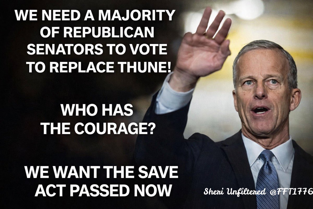 FFT1776's tweet image. 🚨The SAVE ACT went to Leader John Thune on April 10, 2025.

301 days to DO YOUR JOB?

UNACCEPTABLE!

Fire Thune!
He is an Epic FAILURE!

🚨Senate Republicans … make it happen👇🏻