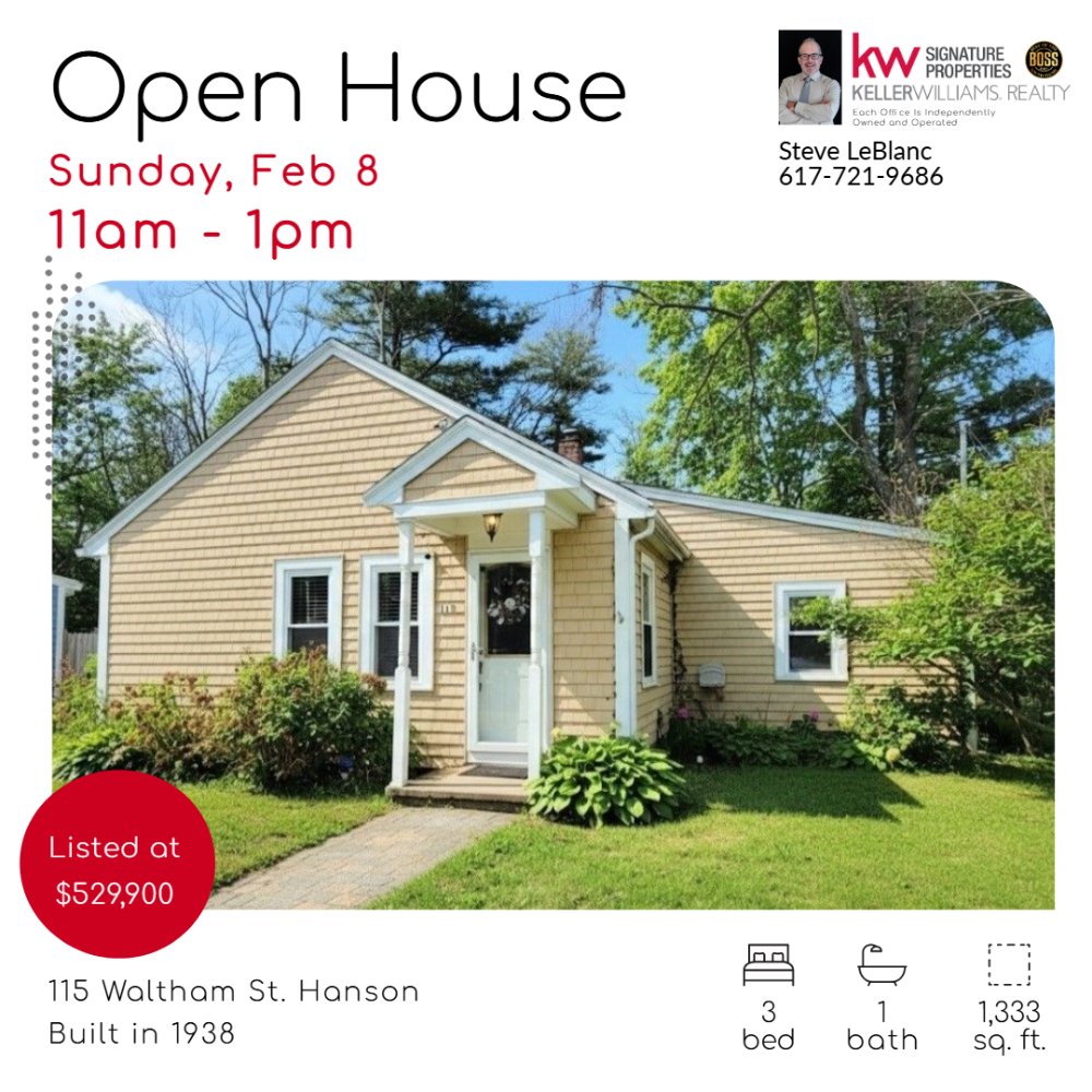 🚨Open House Sunday 11-1. Remodeled 3BR home with modern style + cozy charm 🏡
Open floor plan, 2020 kitchen w/ quartz counters, subway tile, island &amp; stainless appliances. Sun-filled dining, pellet stove, updated bath, walk-up attic &amp; major updates. #steveleblancrealestate