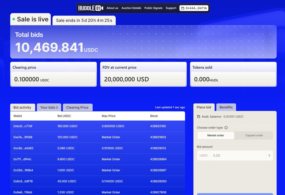 TheRealNesfield's tweet photo. Huddle01 has quietly become the largest DePIN on Arbitrum...
 450k+ users, over 1B minutes hosted... real usage, not dashboards farming vanity metrics. 

Communication, compute, and capital markets bundled into one network is a serious long-term bet.

Now the $HUDL token sale is live, and what stands out to me is how they’re doing it. On-chain, CCA-based, floor FDV at $20M. 

This for sure is is one of the cleaner infra-led ICO setups we’ve seen in a while, backed by a product that’s already doing numbers.

Worth paying attention when infra starts selling access.

Check it out👇🏾