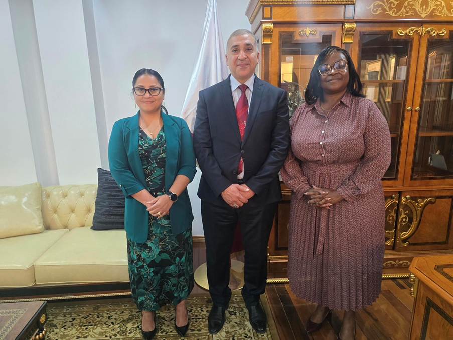 IOM_Caribbean's tweet photo. #IOMGuyana: Great meeting between IOM Guyana and H.E. Ambassador Mohd Ibrahim K.B. Alrumaihi of Qatar to explore future collaboration supporting national development priorities. 🇬🇾🤝🇶🇦 Looking forward to continued dialogue.

#PartnershipsForDevelopment #Guyana #Qatar https://t.co/s600hQNeur