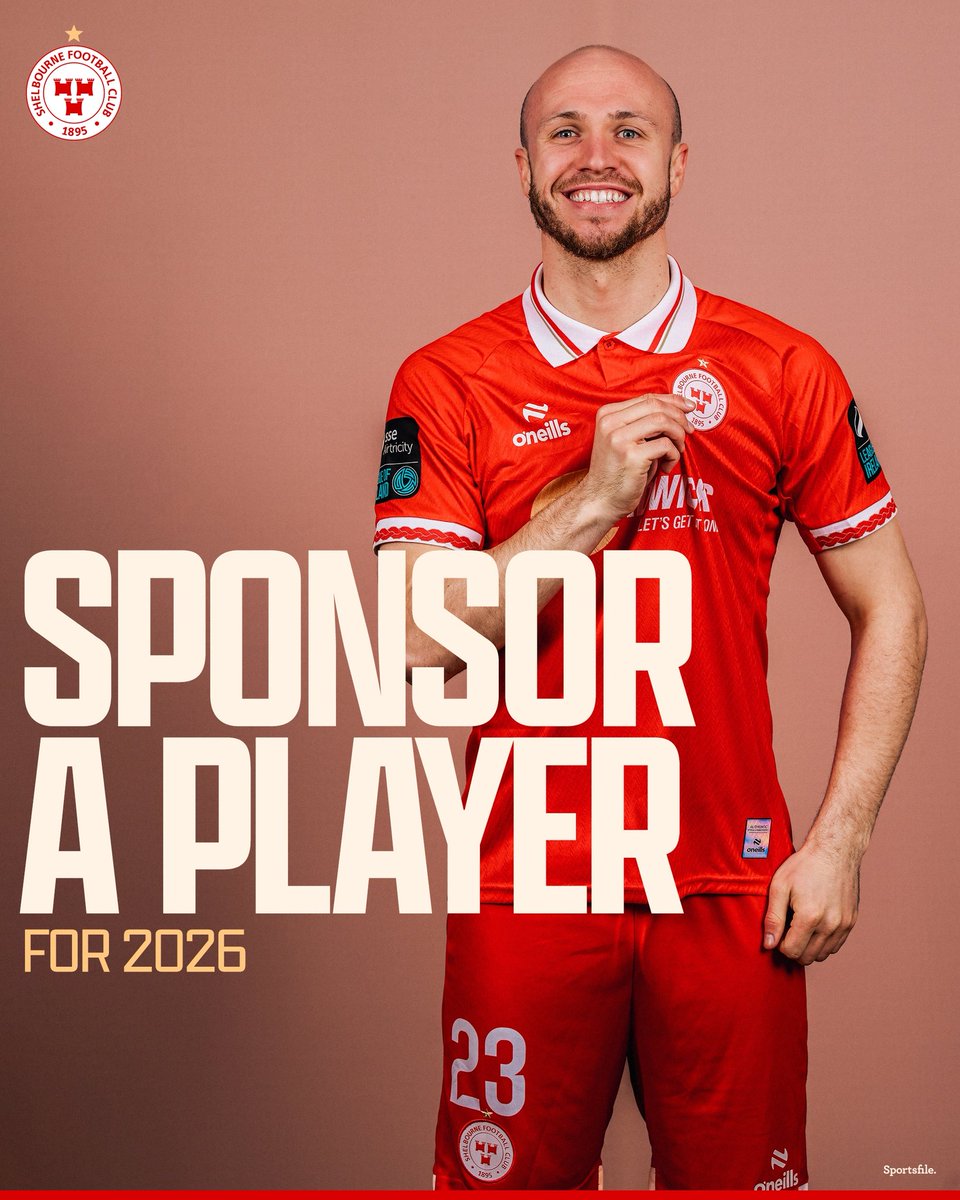 shelsfc's tweet photo. 𝗕𝗲 𝗣𝗮𝗿𝘁 𝗼𝗳 𝗶𝘁 𝗶𝗻 𝟮𝟬𝟮𝟲 🔴

Support the club you love by sponsoring a player for the new season and enjoy exclusive benefits, including:

👕 Your very own match-worn jersey
🏟️ 4 tickets to a home game of your choice 🌐 Your name featured on the official Shelbourne FC website

Back the Reds and make 2026 unforgettable, https://t.co/g4GdZCeVcj

#DublinsFinest | #Since1895