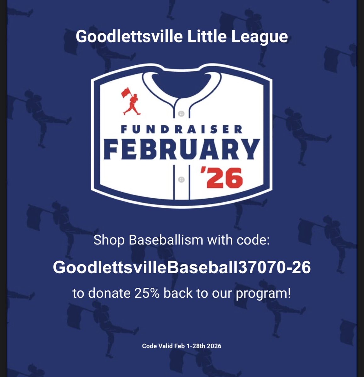 Hey team, if you are thawed out and looking to get some new apparel for this year, we would love if you would use our code to help our league. GoodlettsvilleBaseball37070-26 <a href="/Baseballism/">Baseballism</a> #baseball