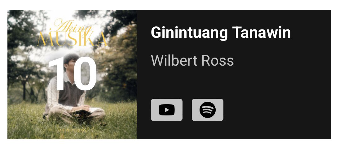 hyaselyse's tweet image. "Ginintuang Tanawin" by @itswilbertross has entered the MYX Daily Top 10 at #10! 

🔗 vote here: myx.global/myx-daily-top1…
📺 stream mv: youtu.be/-fbrjWHl87E?si…

Congrats, Wilbert! 🧡💛

#WilbertRoss | Wilbert Ross