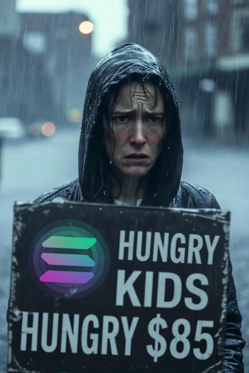 Solana at $85, rain pouring down, hungry kids, wife yelling, and a pile of unpaid bills. 

Just another day in crypto. 🥲

#Solana #crypto #trading #memecoin