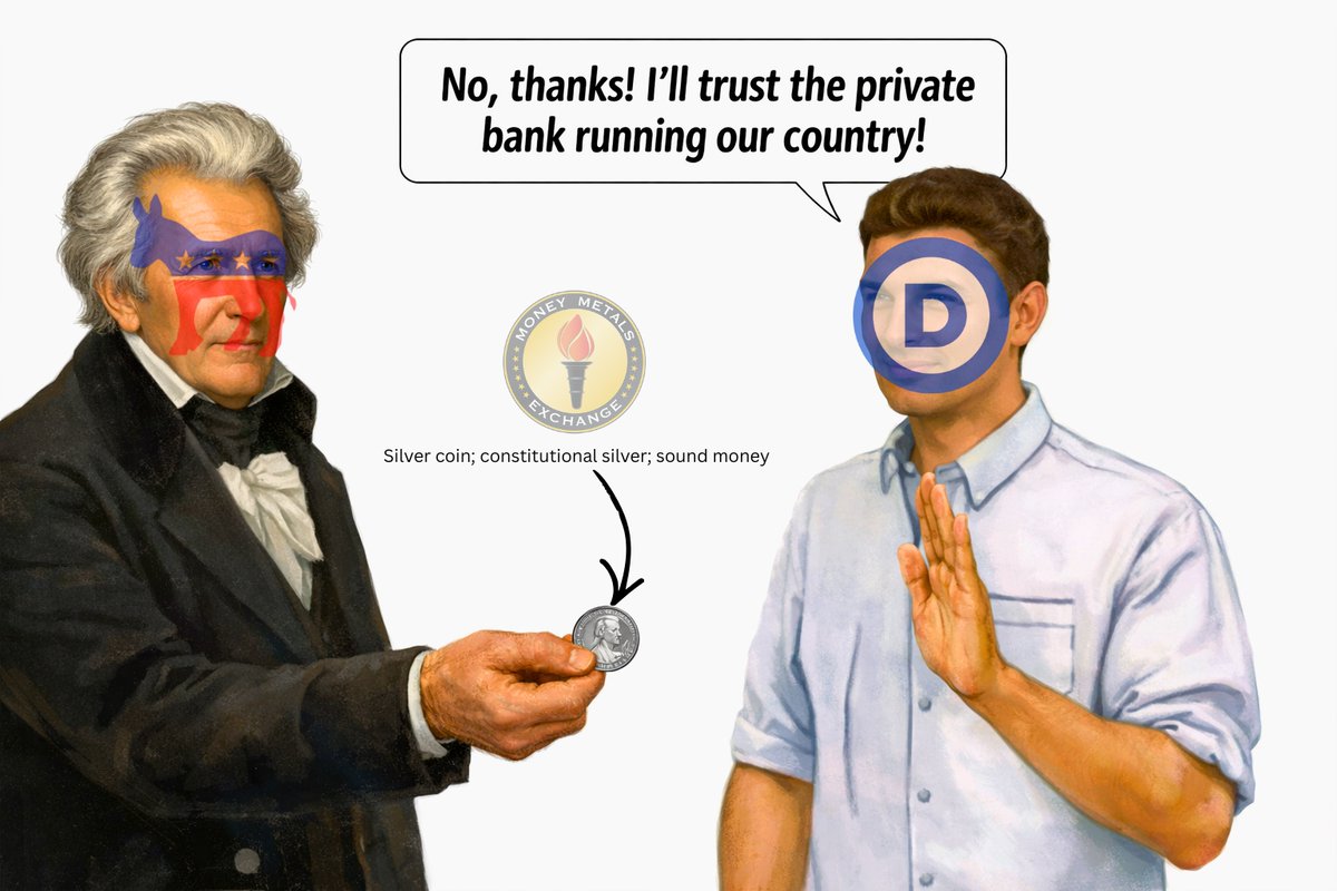 MoneyMetals's tweet image. #EndTheFed #DNC #Democrats #AndrewJackson #silver #soundmoney #meme #liberty #constitutionalsilver