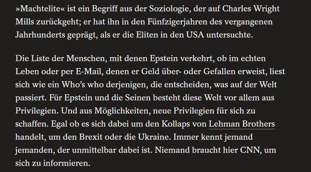 SPIEGEL früher:
„Globale Machteliten ist eine rechte Verschwörungstheorie!“

SPIEGEL heute:
„»Machtelite« ist ein Begriff aus der Soziologie, der auf Charles Wright Mills zurückgeht!!!!“