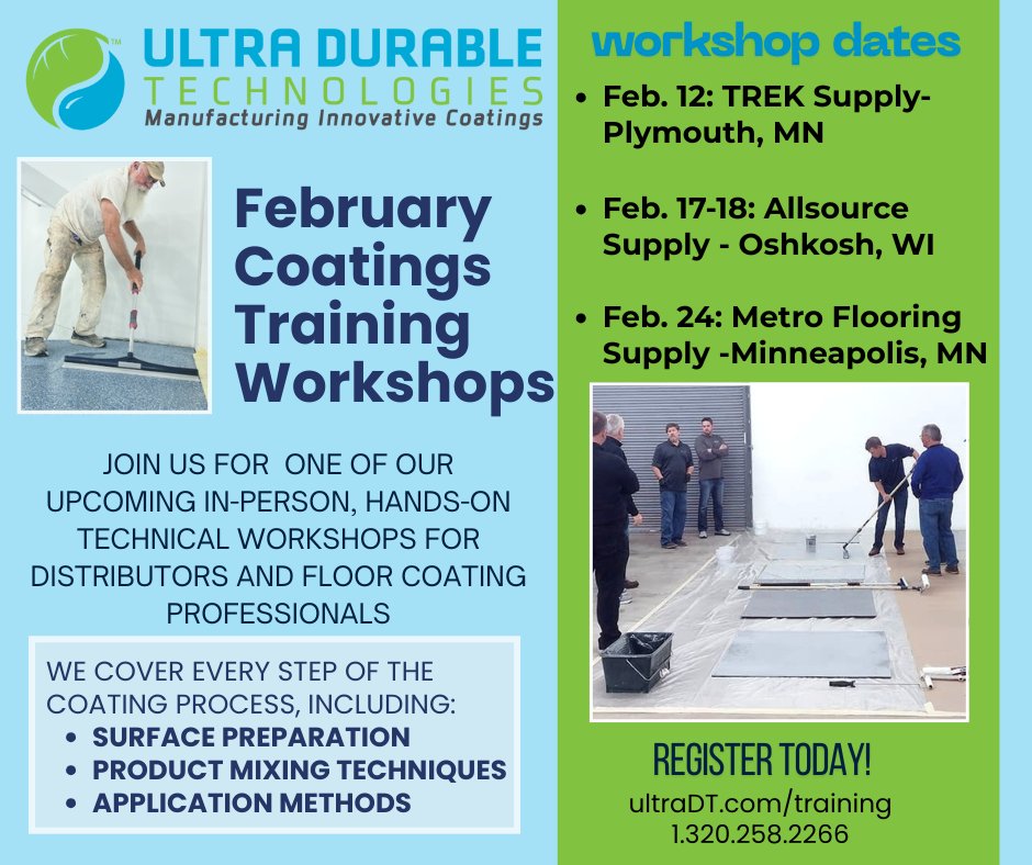 UltraDT_MN's tweet photo. Ready to sharpen your coating skills? Join us and a few of our distributors for hands-on, in-person training designed for real-world success. Limited spots available. Register today! https://t.co/gT1smDmsch https://t.co/m83Oe01bsn