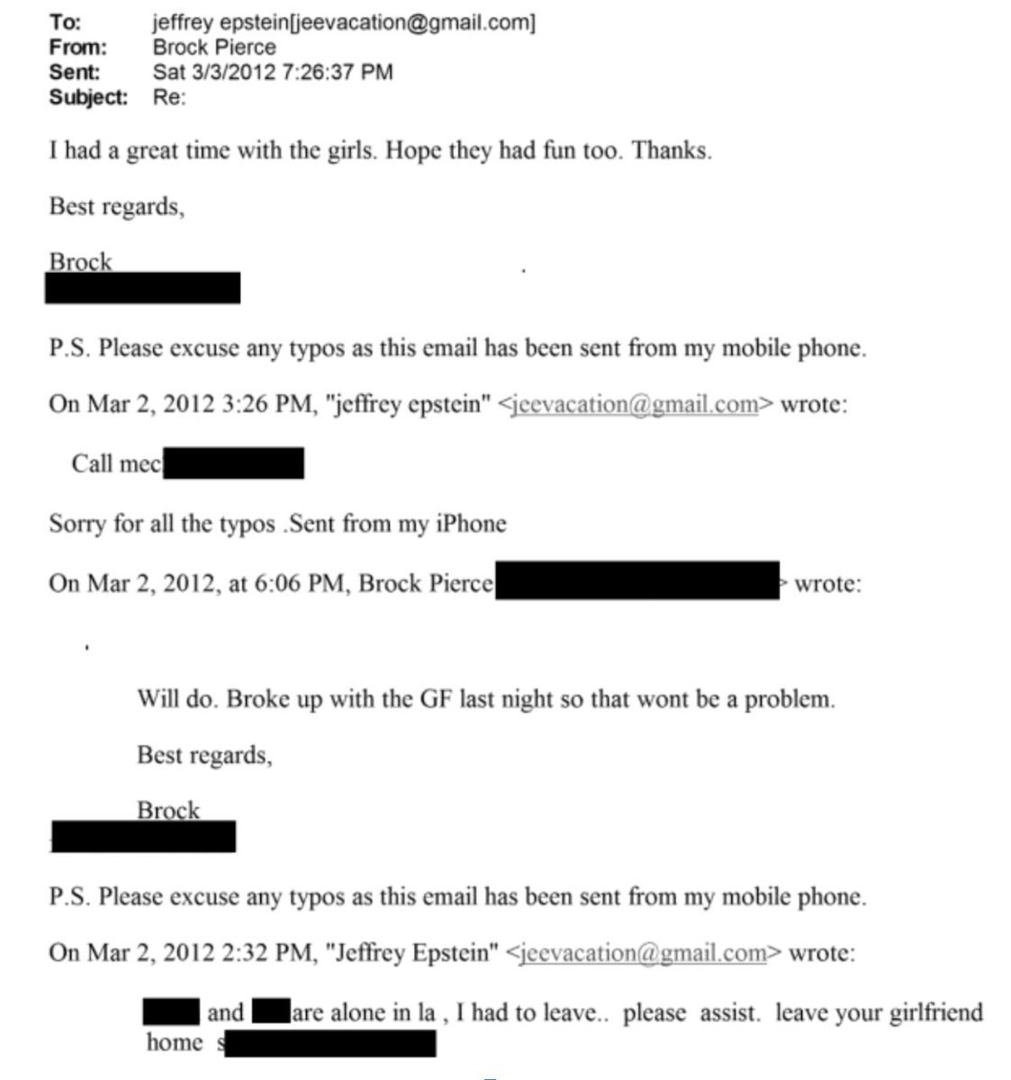 JacobKinge's tweet photo. The Founder of Tether is probably one of the most fucked-up, perverted, and disgusting people in the crypto space. Potentially even worse than Epstein.

- Primary creator of Tether, the largest scam in history, which is a unbacked stablecoin that effectively prints money out of thin air and uses it to manipulate the price of Bitcoin.

- In 2000, 3 boys under age 16 accused DEN employees, including Pierce, of brutally raping them, sexually assaulting them, drugging them, physically abusing them, and making threats.

- Accused of sexually abusing former actor Michael Egan, who was 16–17 years old at the time.

- He and his friend Marc Collins-Rector were caught molesting a 13-year-old boy they met online in California.

- In 2001, he faced a $4.5 million default judgment after fleeing the U.S. to avoid prosecution.

- In 2002, Pierce was arrested in Spain by Interpol, where authorities found guns, machetes, and 8,000+ images of child pornography.

- In 2007, Pierce was sued for defrauding IGE and stealing several millions from the firm.

- Bribed multiple judges to avoid harsh sentences and was connected to the failed $30M scheme involving the U.S. president to secure pardons for himself and allies.

- In 2012, Epstein emailed Pierce asking him to "take photos" in Moscow, Kiev, and Odessa and to "find me a present," aka underage girls.

- Pierce responded in separate email thread thanking Epstein for "a great time with the girls."

- Visited Jeffrey Epstein’s properties dozens of times, including his NY estate and his infamous private island where Epstein was known to rape, sexually assault, children/young girls.

- In 2020, he was involved in a $4.1 billion securities fraud lawsuit related to the EOS scam, the largest crypto fraud at the time.

- Discussed with Epstein the purchase of Mt. Gox, which later was rug pulled and scammed everyone for $750M. Also involved him with early investment in Tether, Coinbase, and several other top crypto firms.

- Dozens of civil lawsuits in Puerto Rico, where he fled to avoid criminal charges involving his hotel/resort developments, partnerships, and real estate.

- Crypto dev Nikolai Mushegian was mysteriously found dead on a beach minutes from Brock Pierce's house. His final X post warned that an elite pedo ring in Puerto Rico and nearby islands was planning to torture him to death.

- Pierce tells the media that his "friends" / co-workers death was not suspicious at all, was not the result of foul play, and that he died by suicide while under the influence of drugs. 

Tether founder Brock Pierce acts like he's above the law, but eventually his crimes will catch up to him. And keep in mind, this is only what’s public, imagine all the fucked-up things we’ll never know about.

Please Like and RT to spread the word.