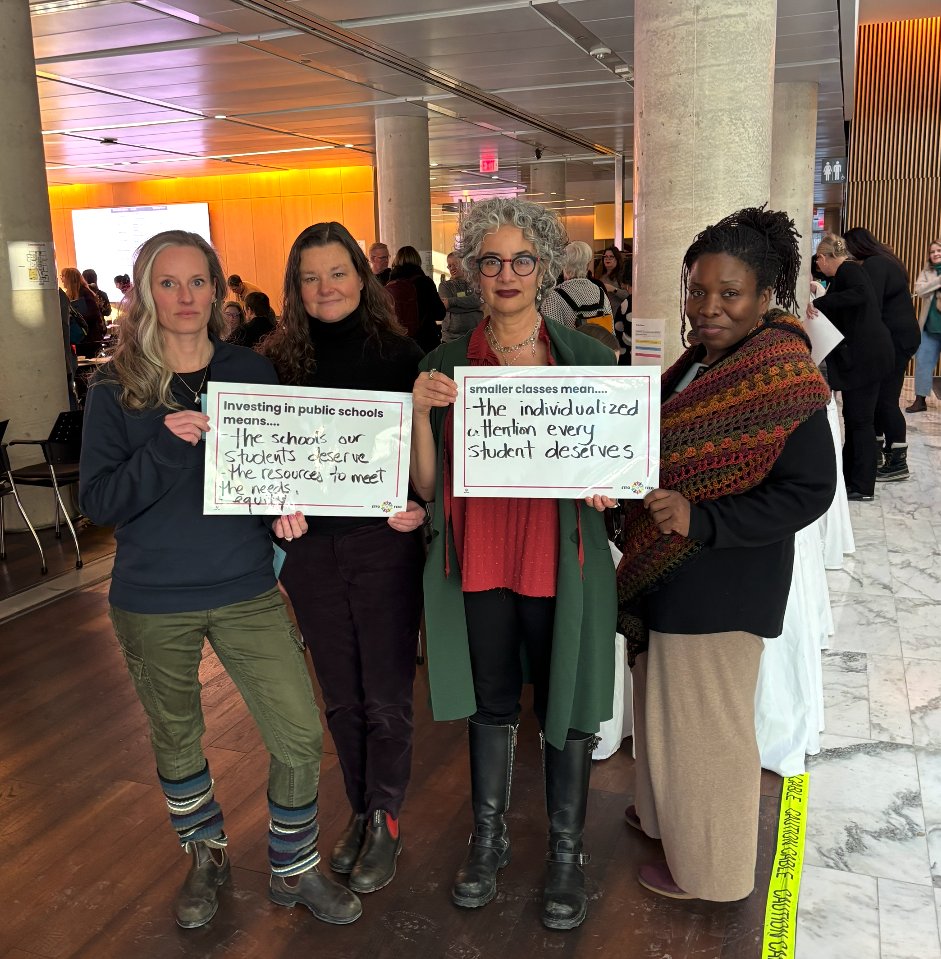 ElemTeachersTO's tweet image. We're here with @ETFOeducators at #ETFO Rep Council discussing the conditions in our public schools. With $6.35 BILLION in #onted funding cut since 2018, classrooms are stretched thin. Urgent, real investments can make a #BigDifference &amp;amp; give our students the schools they deserve