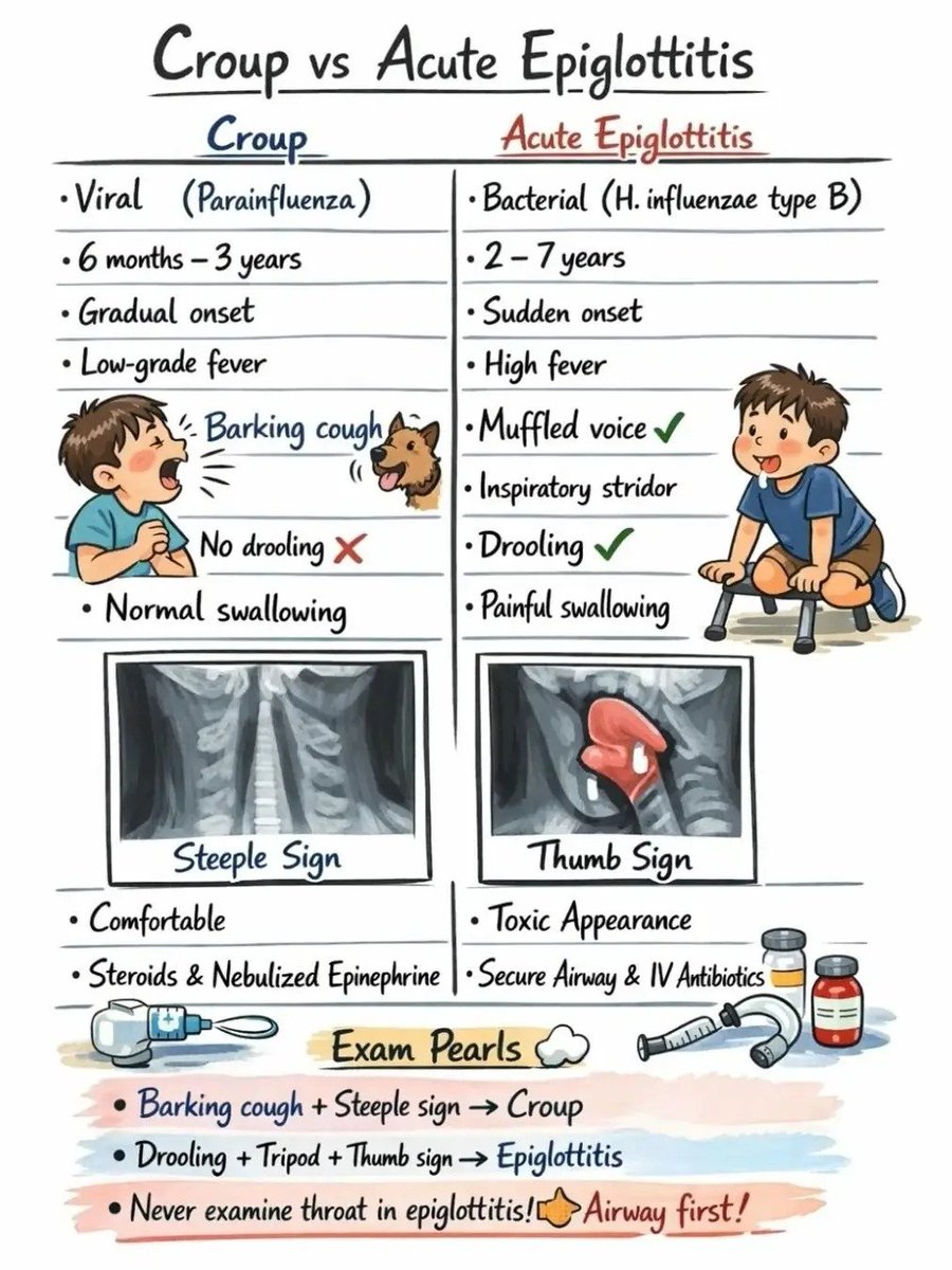 smahup1's tweet photo. Croup vs. acute epiglottitis https://t.co/wXoA7qi7m7
