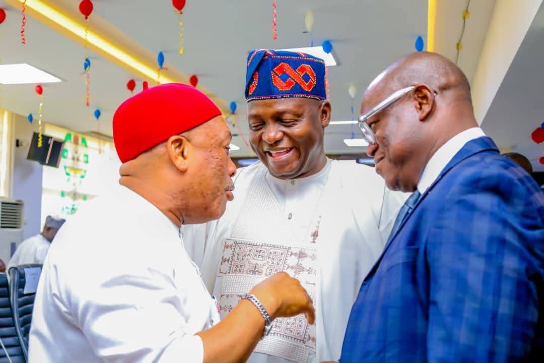 OfficialAPCNg's tweet photo. The APC National Chairman, Prof. Nentawe Goshwe Yilwatda, accompanied by the National Secretary, Sen. Ajibola Basiru, on Thursday, attended the Independent National Electoral Commission @inecnigeria quarterly consultative meeting with leaders of all political parties in Nigeria at the Commission’s headquarters in Abuja. The meeting marked the INEC Chairman, Professor Joash O. Amupitan, SAN first formal consultative engagement with political parties since assuming office.