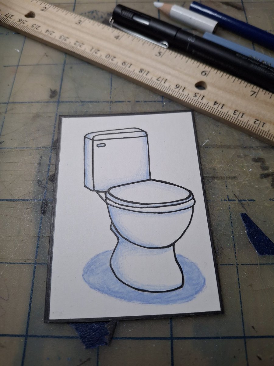 $toilet 1 of 1 Collector Fine Art Card. 
Hand Drawn and Colored
Standard size for modern trading cards as 2.5 inches by 3.5 inches ON Bristol Board Paper. 
<a href="/BagsApp/">BAGS</a> <a href="/finnbags/">FINN</a>