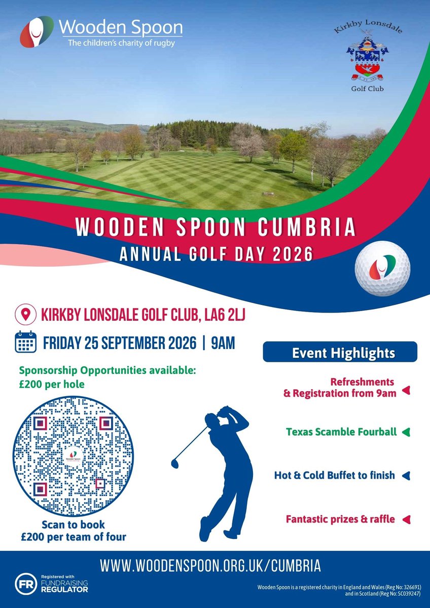 The date is set for this years Cumbria region <a href="/charityspoon/">Wooden Spoon</a> golf day <a href="/KL_GolfClub/">Kirkby Lonsdale G.C</a> reserve tour team on the below link👇 
#charityspoon #woodenspoon #cumbria #golfday 
buytickets.at/woodenspoonsoc…