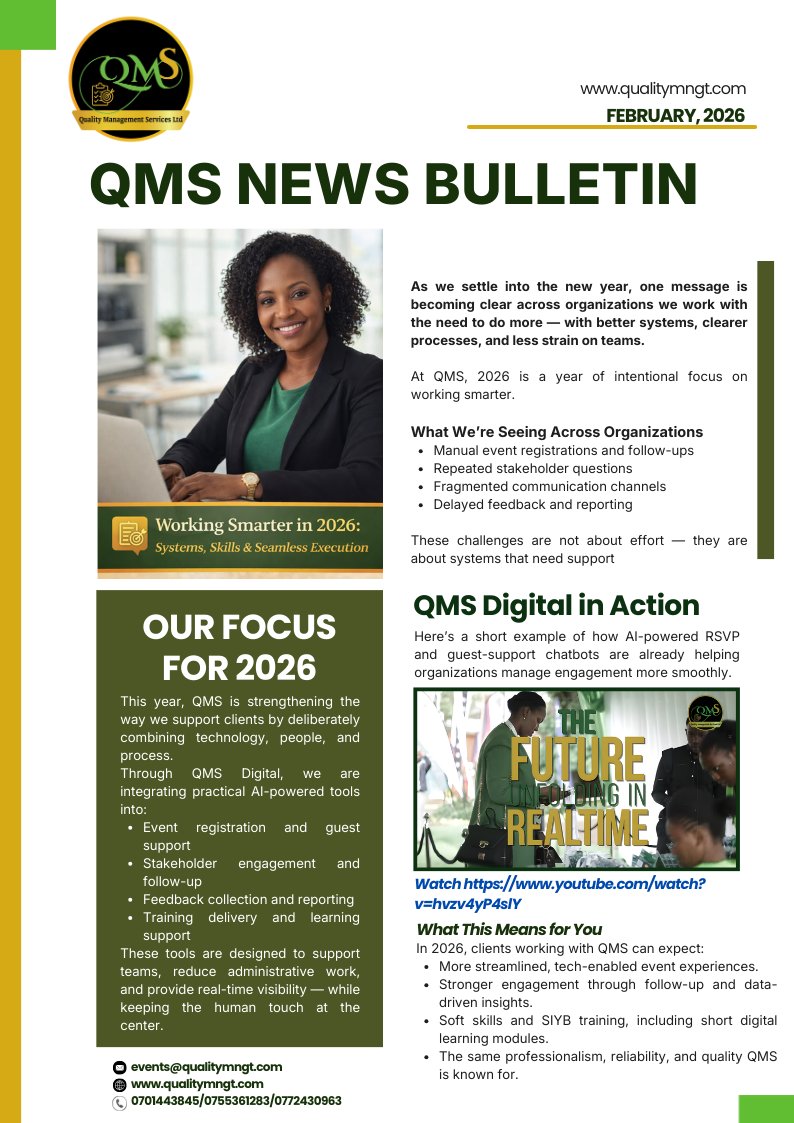 MgtQuality's tweet photo. Our January QMS bulletin is out.

In 2026, we’re focusing on working smarter—with better systems, stronger skills, and seamless execution.

Take a look at the bulletin below.
#QMSDigital #WorkingSmarter #AIforBusiness https://t.co/cmNO9JnFyL