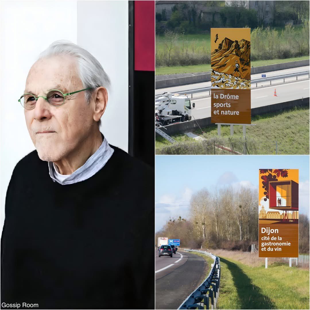 GossipRoomOff's tweet photo. 🚨 Jean Widmer, l’homme derrière les célèbres panneaux marrons des autouroutes françaises, est mort à 96 ans.

Il a conclu près de 500 panneaux signalant aux automobilistes la proximité d’un lieu culturel, d’une région ou d’une spécialité locale. 

Le graphiste suisse-français a aussi marqué l’histoire avec le logo emblématique du Centre Pompidou, composé de cinq lignes noires symbolisant les étages et l’escalator du bâtiment. 🛣️ (via Legend)