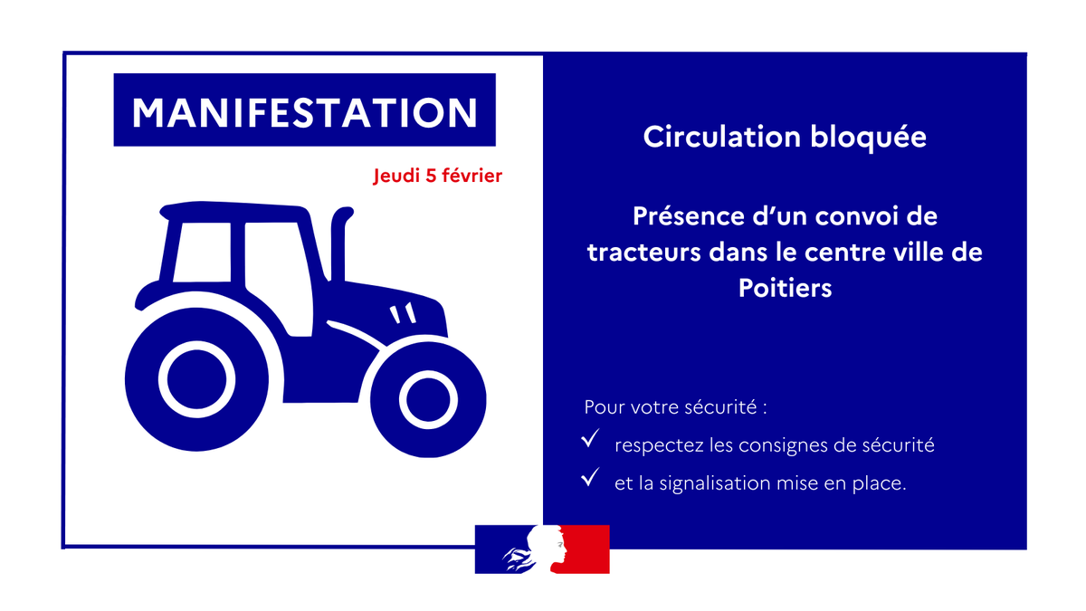 Image de Préfet de la Vienne - 🔴#Manifestation des agriculteurs en cours devant la préfecture de la #Vienne86

❌ Boulevard Verdun
