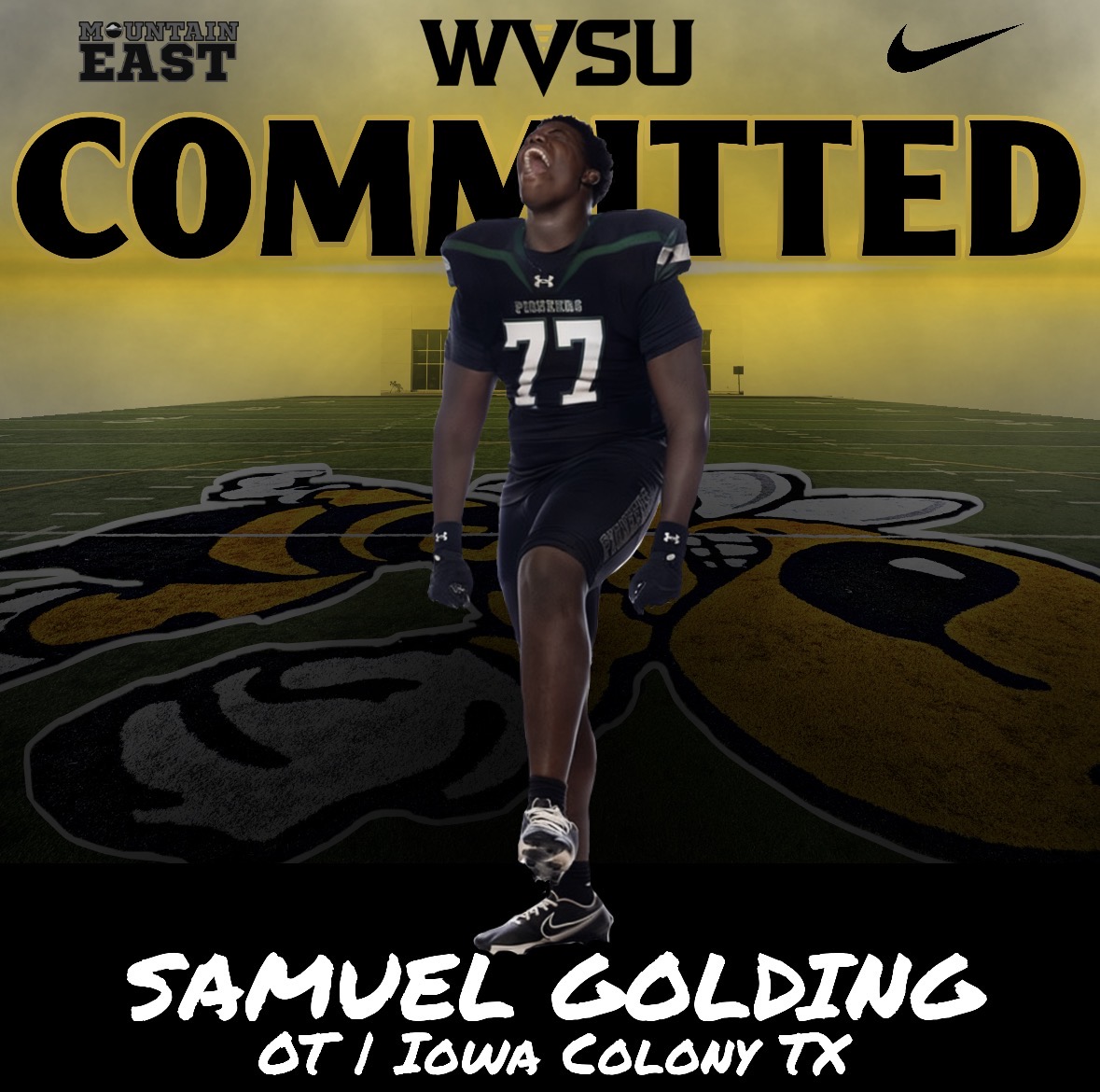 WvsuFootball's tweet photo. SIGNED
@SamuelG0lding - 6'7" 290lbs

Samuel (Max) Golding is officially a Yellow Jacket! Max is a 6'7 OL from Texas that has played against some of the best competition in the country. Look for him to compete for immediate playing time at OT. https://t.co/QPIAT5kTCI