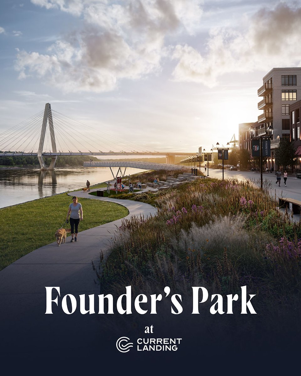 current_landing's tweet photo. Construction has begun on Founder’s Park — but this moment is about more than breaking ground.

It’s about delivering on a promise to reconnect Kansas City to its waterfront, creating a new public riverfront park that will serve the region for generations to come! https://t.co/tYhRd4xEIS