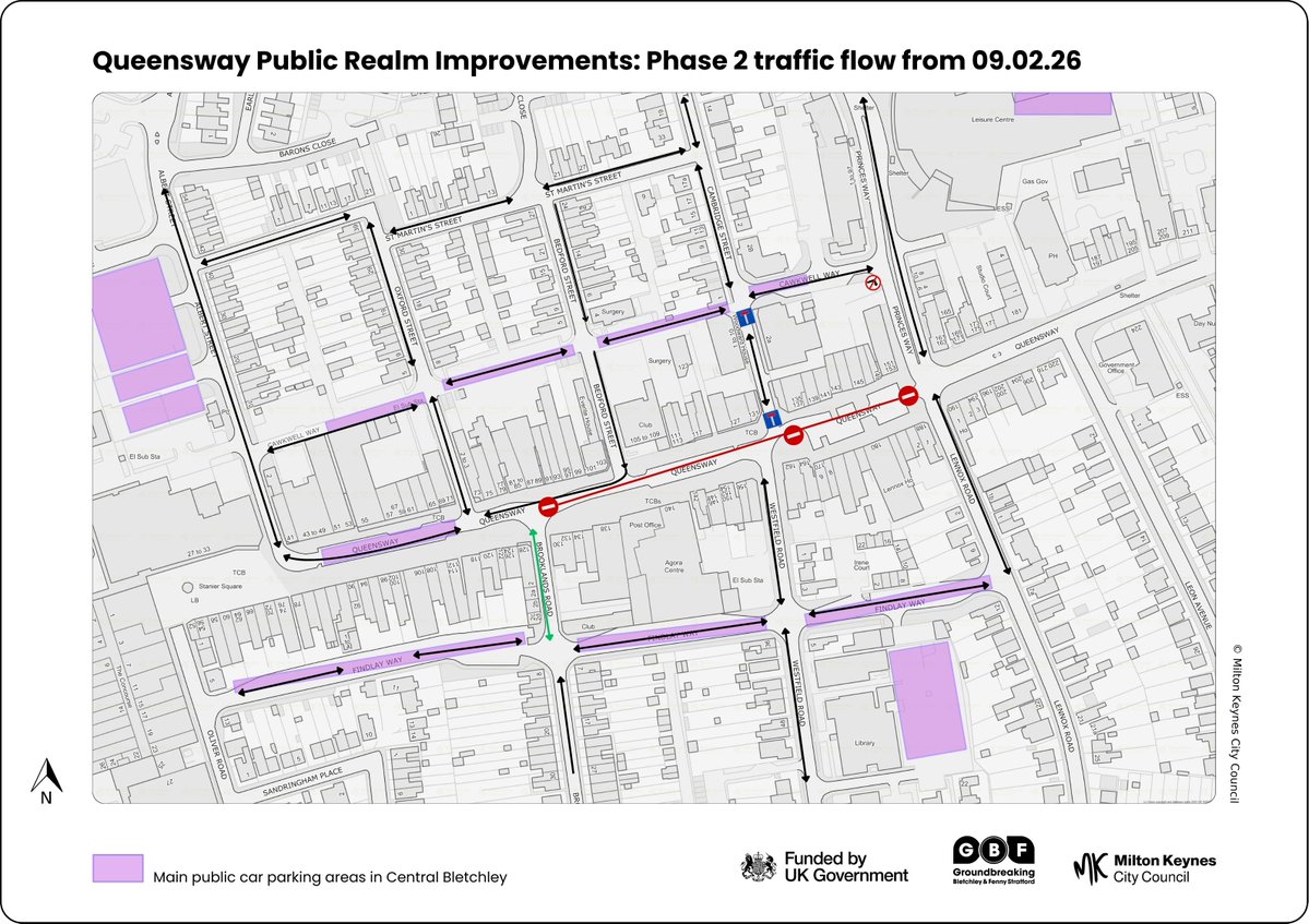 Good news! Phase 2 of the Bletchley and Fenny Stratford Town Deal Queensway improvements starts Monday 9 February 2026.
The high street between Cambridge St and Bedford St will be closed to vehicles, but shops stay open and there’s free parking nearby.
groundbreakingbletchleyandfenny.co.uk/news/queensway…