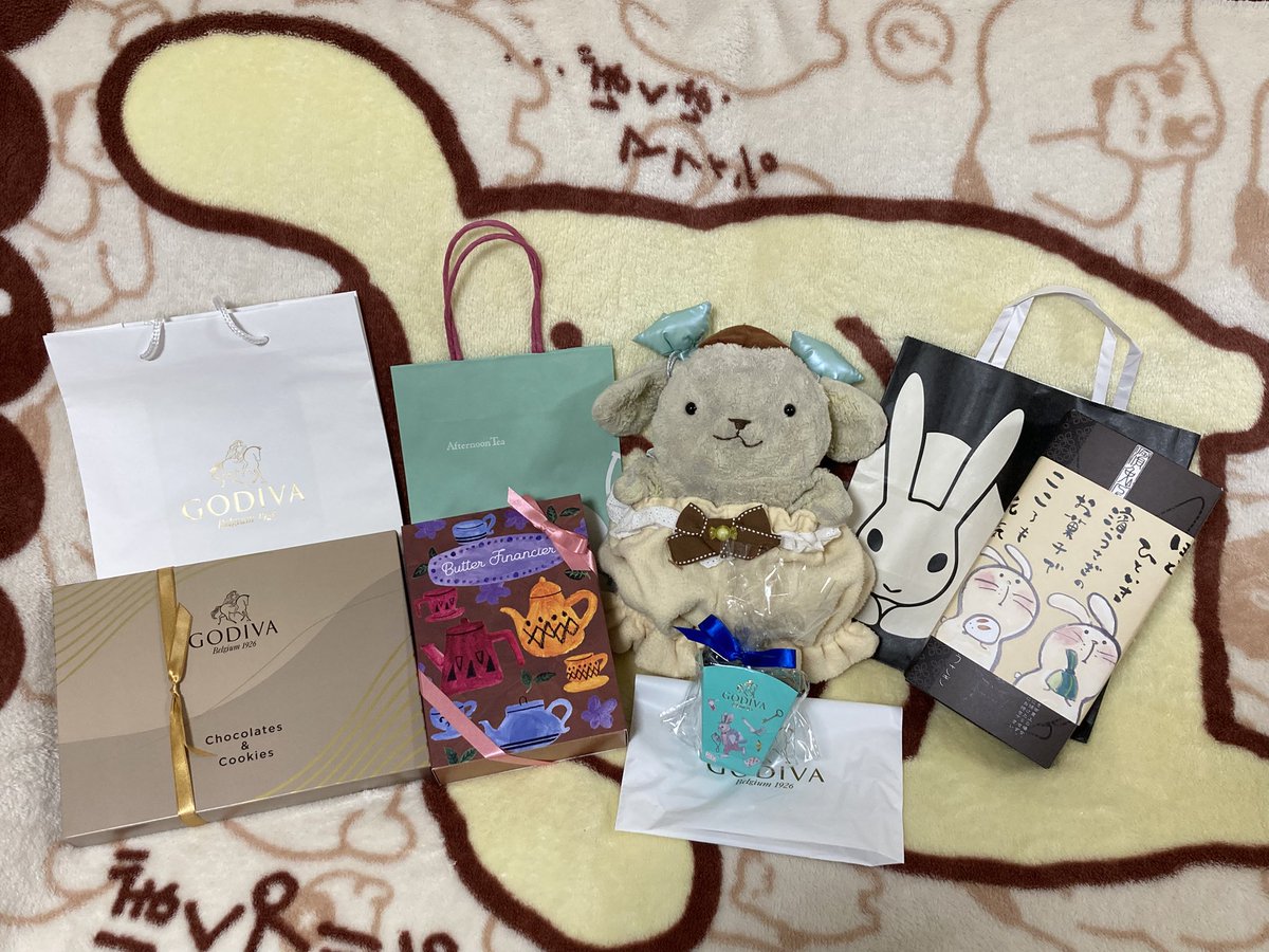 pakupurinn's tweet image. Ｕ・ω・Ｕ『プリン、バレンタインもらったプリっ😆🙌🛍❣️❣️❣️❣️❣️

プリンのだいすきな、フィナンシェがいっぱいで、うれしいプリっ❗️❗️❗️

プリン、ことしも、モテすぎだプリっ😊💕💕』
#GODIVA
#AfternoonTea
#濱うさぎ