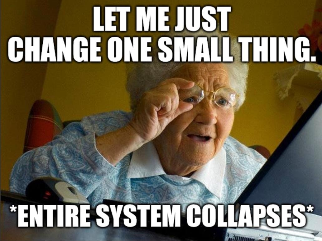 iSonnyMichael's tweet image. Me: This should be fine 

System: Absolutely not

This is why I don't touch working code.

#DevLife #techpain #programmerhumor