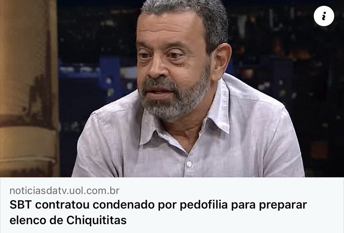 tiagosantineli's tweet image. o sbt contratou um pedófilo condenado pra ser preparador de elenco de chiquititas. 

ele foi condenado em 2011 e foi contratado de 2013 a 2016. tem entrevista de uma atriz contando que quando as mães iam denunciar o sbt fazia de tudo pra encobrir. 

A TV DA FAMÍLIA BRASILEIRA ✨