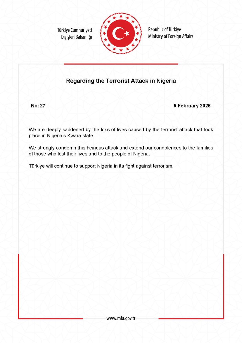 MFATurkiye's tweet photo. Regarding the Terrorist Attack in Nigeria https://t.co/jt4OF2Vv1c https://t.co/KS9OCKD6m8