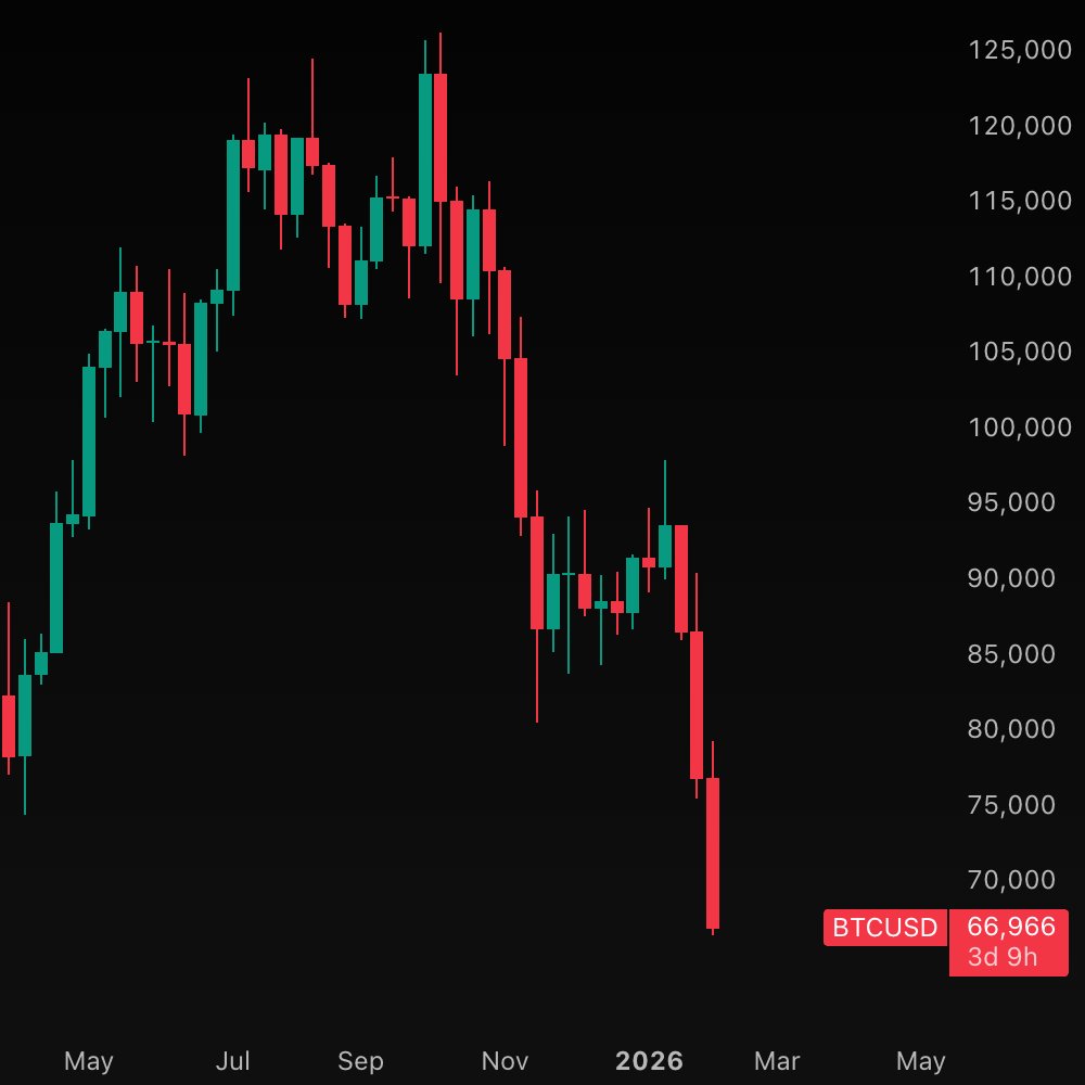 WhaleInsider's tweet image. JUST IN: Bitcoin crashes below $67,000.