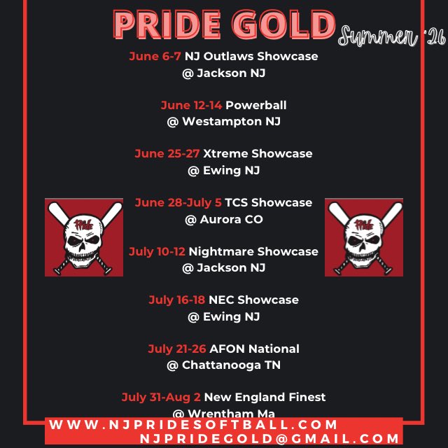 NJPrideGold's tweet image. Schedule drop Pride Stern / Pride Gold @DiamondAddicts @justfactsmaam @LineDsoftball #program #onename #longestineast