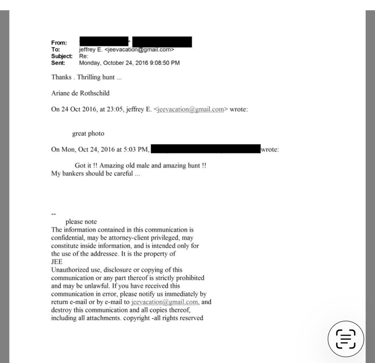 DaniMayakovski's tweet image. "Gracias, Esptein. Una cacería emocionante... Increíble el anciano, fue una cacería increíble. Mis banqueros deberían tener cuidado".

La banquera Ariane de Rothschild, de la familia Rothschild, aparece en los archivos de Epstein hablando macabramente sobre "cacerías" en su isla.…