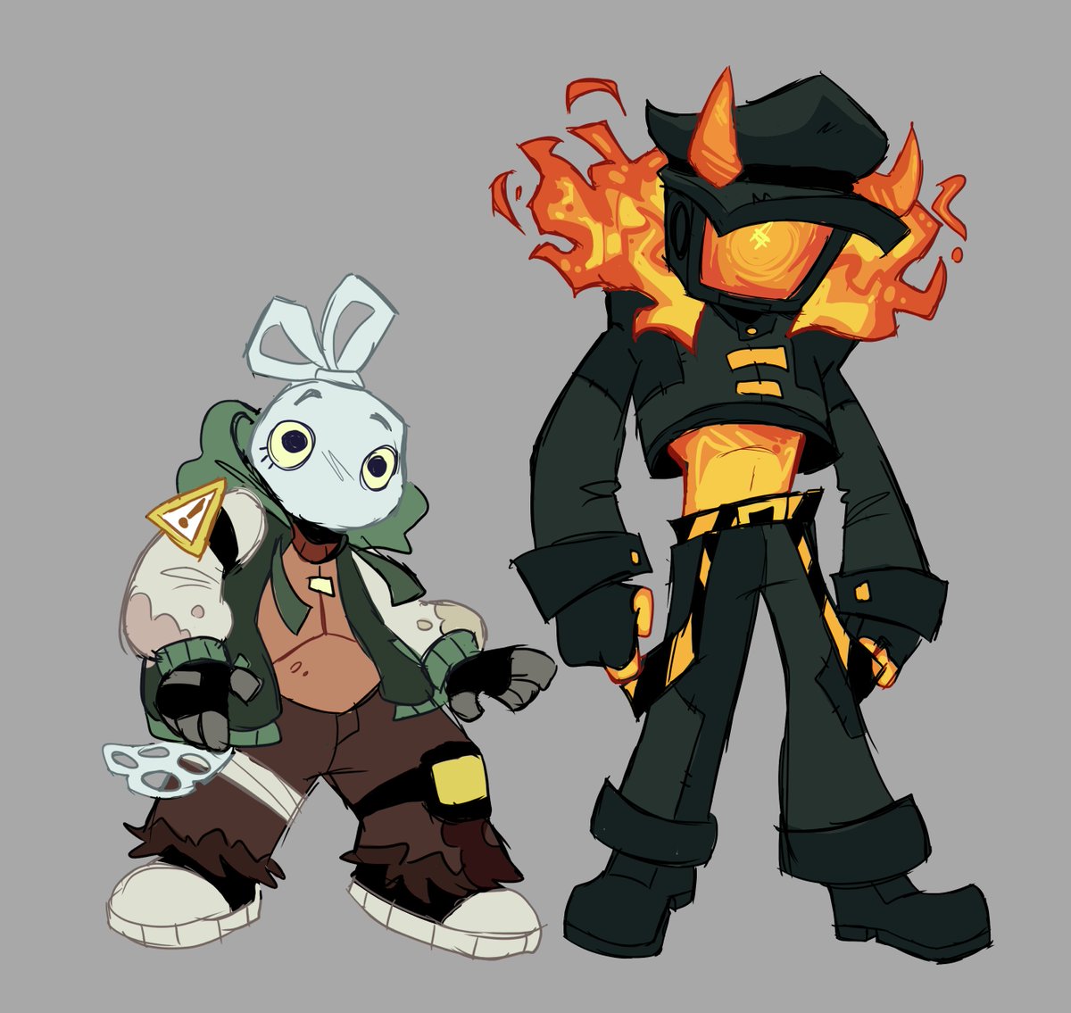 I started playing Meleeniacs recently and I'm kinda addicted XD so here's a doodle of 2 of the characters from it! Garbo and Matador
I really wanna stream playing this game with some ppl at some point