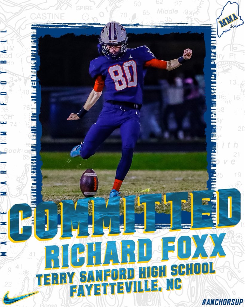 RJFoxx1's tweet photo. I am extremely blessed to be able to share that I have committed to Maine Maritime Academy! I want to thank my family friends and coaches who have helped and supported me through my career up to this point. Let's get to work!! #firethecannon #anchorsUp #Committed https://t.co/EbTjb47VoQ
