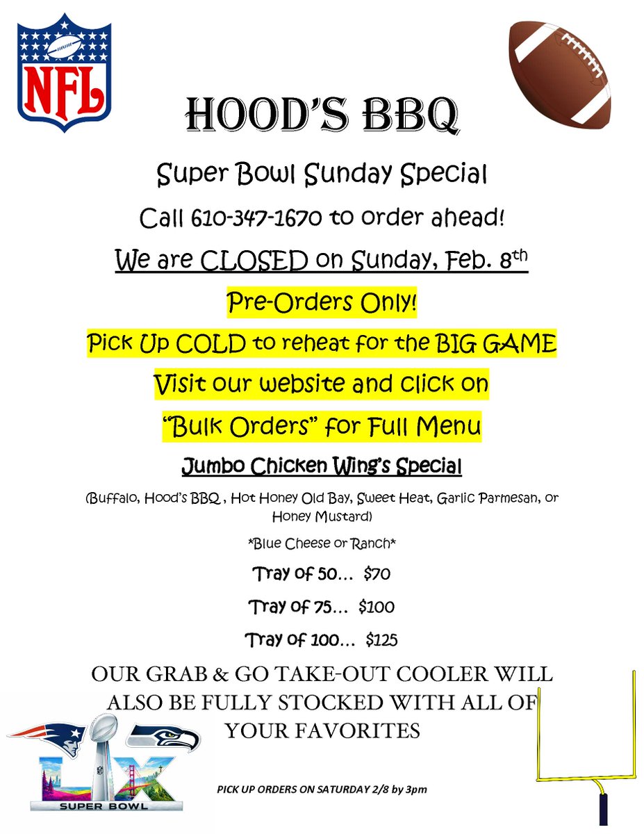 Call today for pick up on Saturday 2/7!