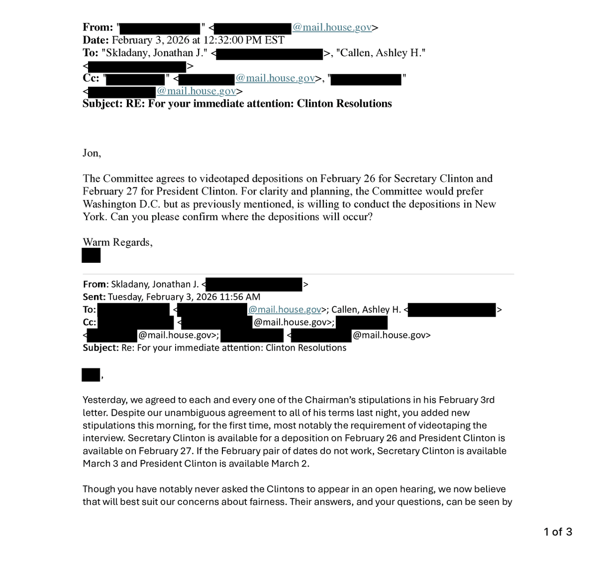 GOPoversight's tweet image. The Clintons are going to Clinton and try to spin the facts.
 
On Tuesday, at the eleventh hour, their lawyers, Jonathan Skladany and Ashley Callen, said their clients accepted the terms of the depositions.
 
These terms are no different than any other deposition we have held on…