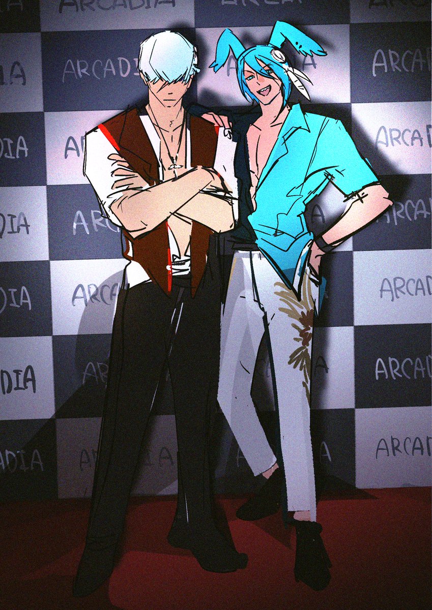 #アルカディアレッドカーペット
借用了背景！非常感谢！
很潦草地画了兄弟俩👉👈