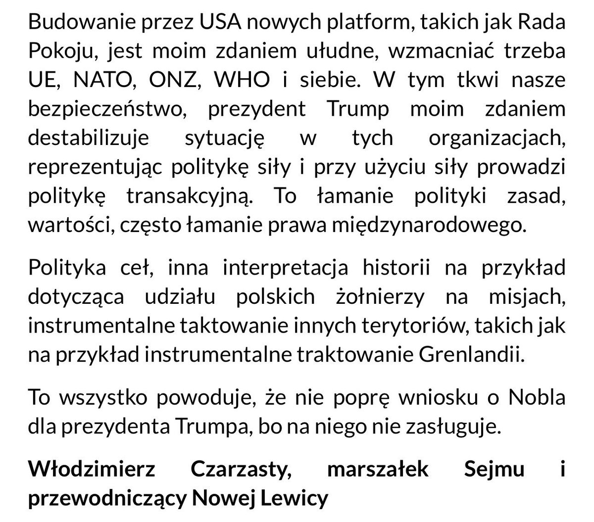 rzep8's tweet photo. Zastanawiacie się pewnie co takiego powiedział Czarzasty o Trumpie, że ambasador USA oświadczył o zerwaniu stosunków z marszałkiem. 

Nazwał Trumpa pedofilem? Oszustem? Może użył jakichś przekleństw?

Nie - poniżej macie jego wypowiedź. 

Prawicowe płatki śniegu xD https://t.co/zC2Ay3DajA