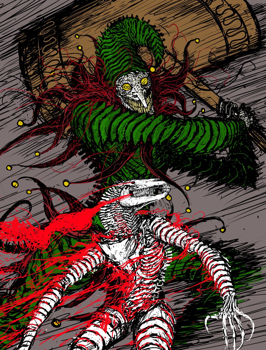 Carapace777's tweet image. First contact with clowns is always violent