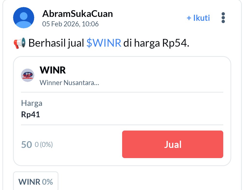 birasabrinay's tweet photo. WINR lagi hijau naik tipis, cocok buat yang suka liat momentum sambil pegang strategi #AplikasiAjaib #WINR #saham #IHSG #cuansantai https://t.co/XqsOUKV2WC
