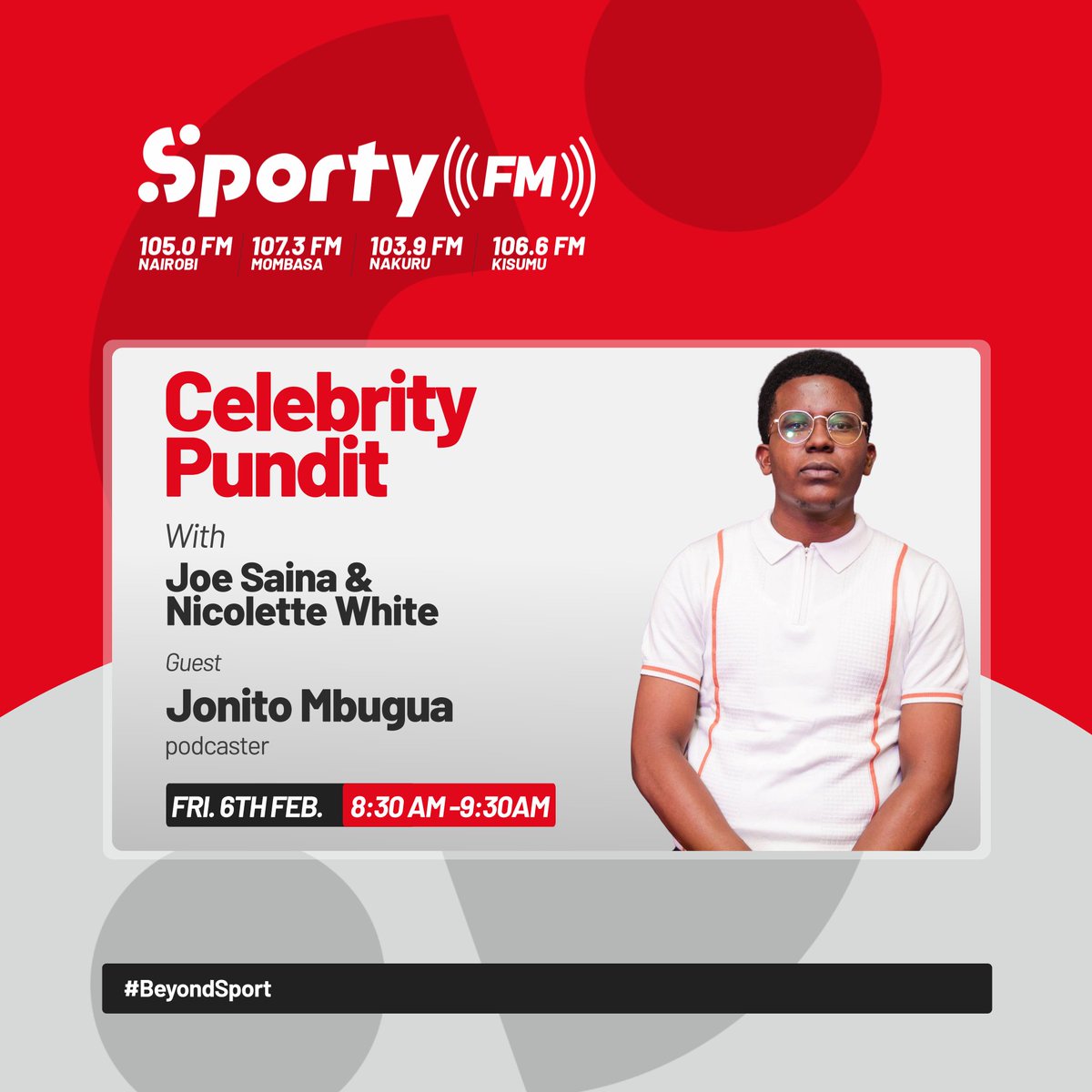 TikTok said “Creator of the Year” and we said “come through!” 😎
Jonito Mbugua, podcaster &amp; TikTok Sports Creator of the Year nominee, joins Celebrity Pundit tomorrow and we’re talking football, tennis, rugby and vibes only.
Hot takes guaranteed. Peace? Not promised.
#TheKickOff