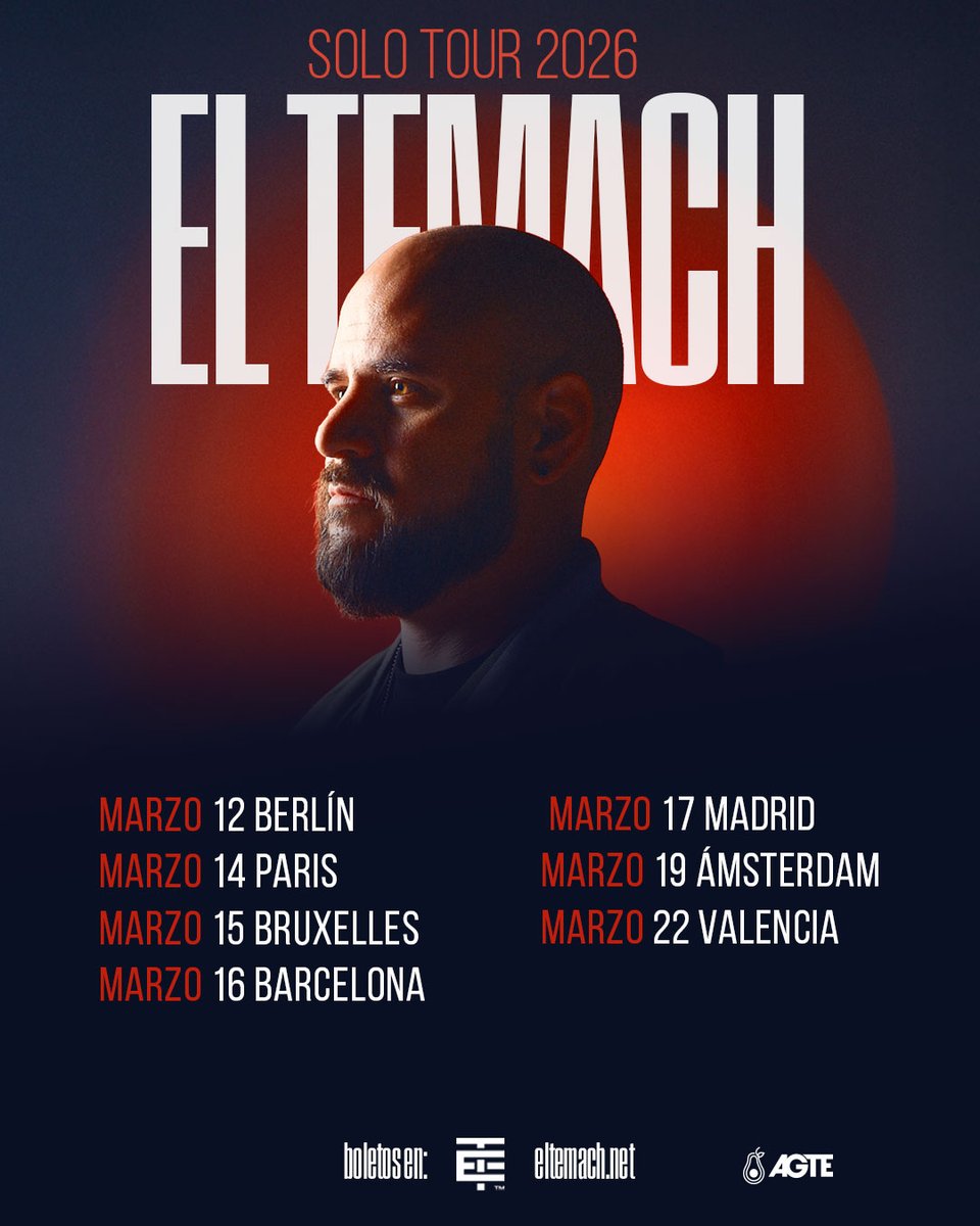 AgteLive's tweet image. La transformación en #modoguerra se expande por Europa.
El Temach recorrerá el Viejo Continente con SOLO
Información y venta de entradas en eltemach.net