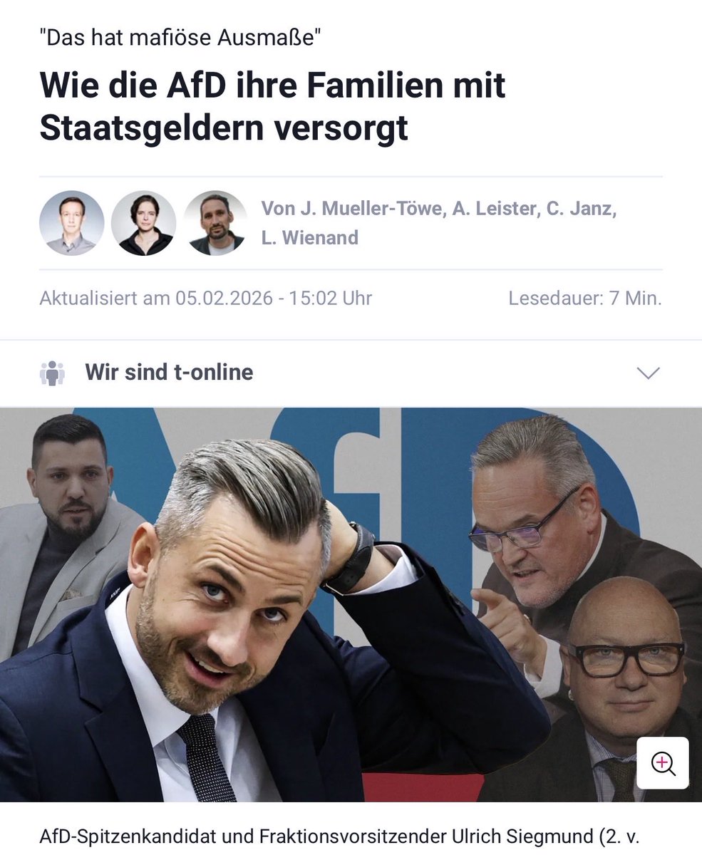 Die AfD in Sachsen-Anhalt, allen voran Ulrich Siegmund, nimmt den Steuerzahler aus wie eine Weihnachtsgans.
Sein Vater bekommt fast 90.000 Euro im Jahr von einem anderen Abgeordneten - das ist Selbstbedienung ohne schlechtes Gewissen.
