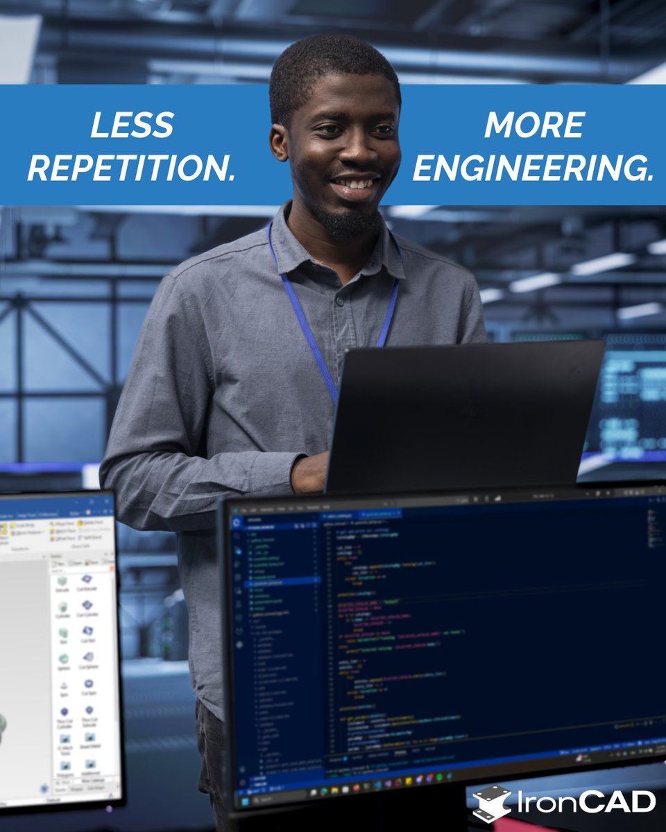 Repetitive tasks shouldn’t slow great designers down.

With enhanced Python scripting in IronCAD 2026, you can automate workflows, standardize processes, and scale your productivity. Less repetition. More engineering.

#DesignAutomation #CAD #AI #IronCAD
