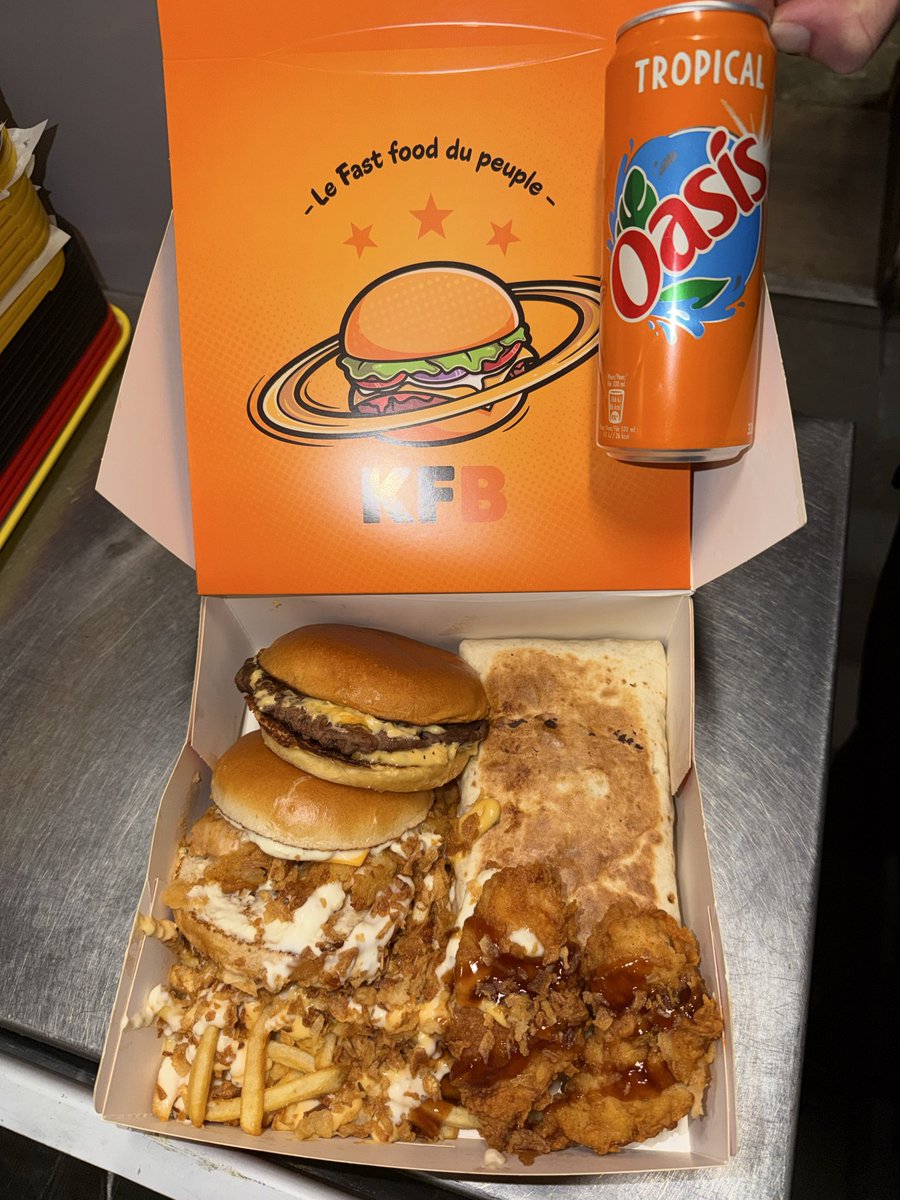 kfburger's tweet image. 10€ chez KFB ( uniquement sur Paris 18 le 10 février au 📍64 rue championnet , 75018 Paris ) à partir de midi 

RT POUR SOUTENIR LE FAST FOOD DU PEUPLE 🥳🥳🥳🎉🎉🎉
