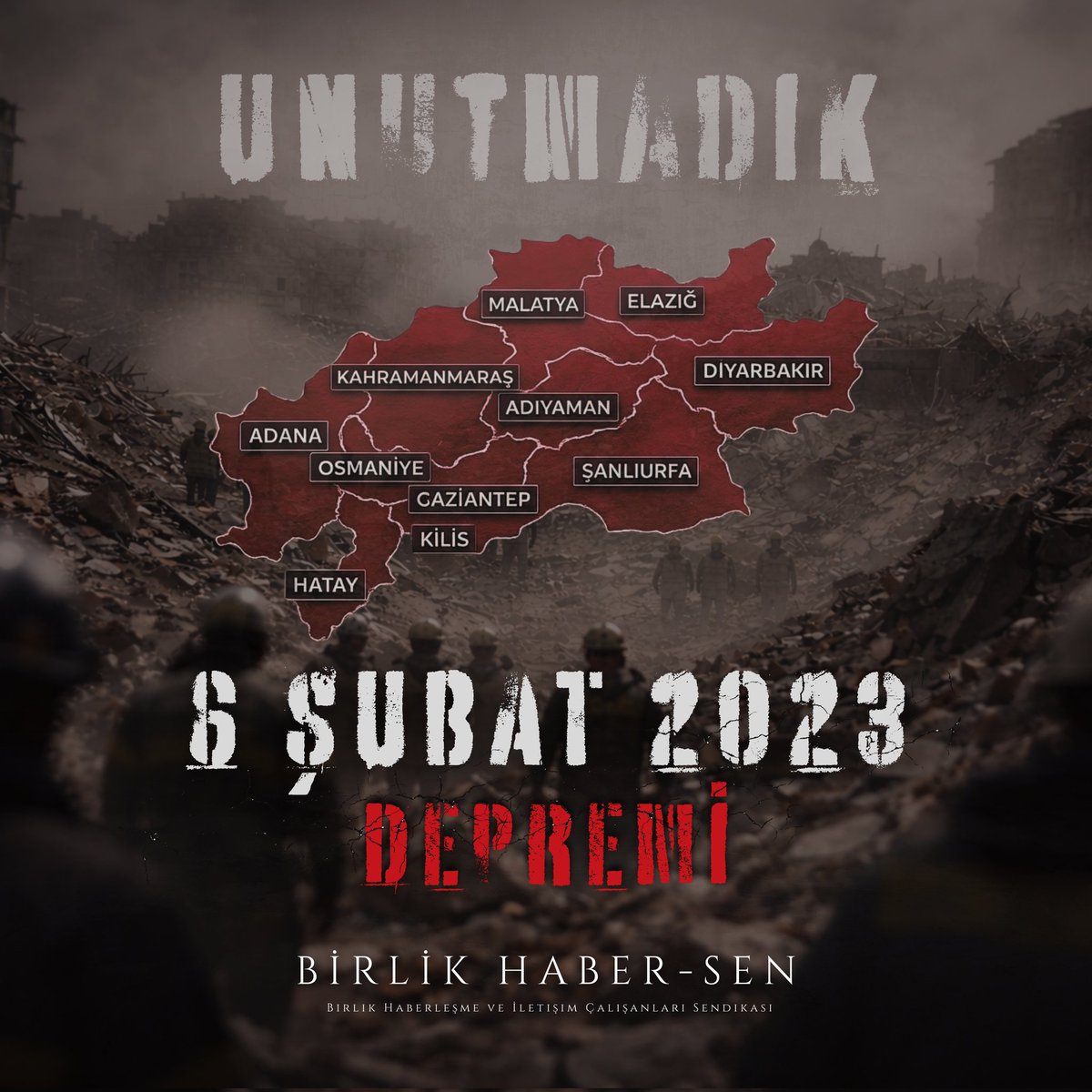2023 Kahramanmaraş depremlerinde hayatını kaybeden vatandaşlarımızı rahmetle anıyor; ailelerine ve aziz milletimize bir kez daha başsağlığı diliyoruz.

Rabbim milletimizi her türlü afetten korusun.
Unutmuyoruz...

#6Şubat #Deprem #BirlikteGüçlüyüz