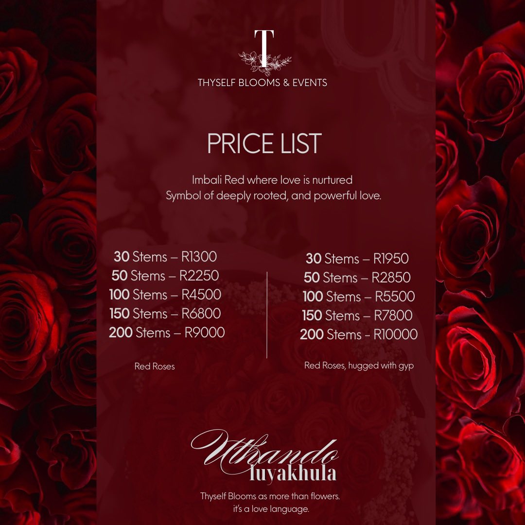 This Valentine’s Day, we celebrate love that is chosen, planted, and nurtured. Introducing Imbali Red and Khanya White, a South African expression of love.

Uthando Luyakhula. 🌹🤍

Plant your love with Thyself Blooms.

#UthandoLuyakhula #ThyselfBlooms #LoveOurWay #ValentinesSA