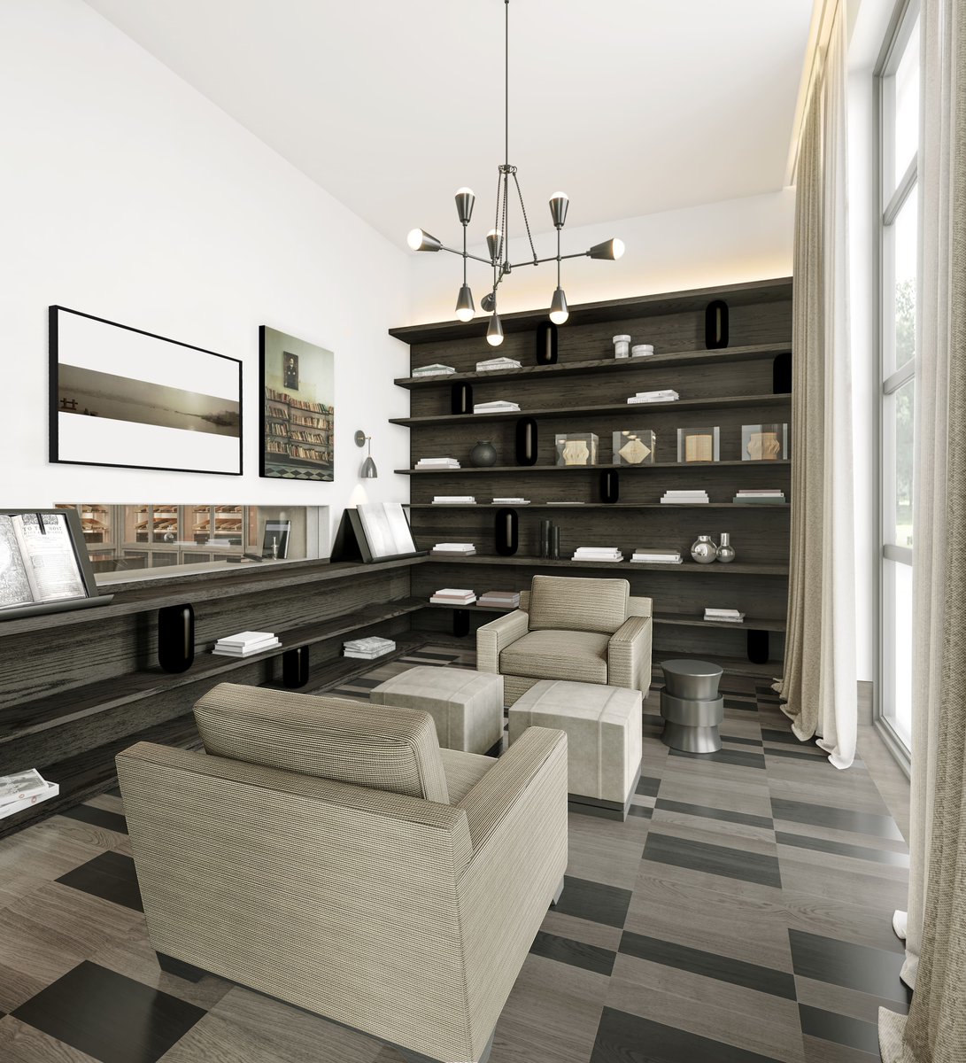 kellyhoppen's tweet image. This cigar room was designed to feel intimate and contained with the best filtration. A marble table anchors the room, and the framed “window” into the next sitting room keeps a connection without giving up privacy. #cigarroom #bespoke #luxury