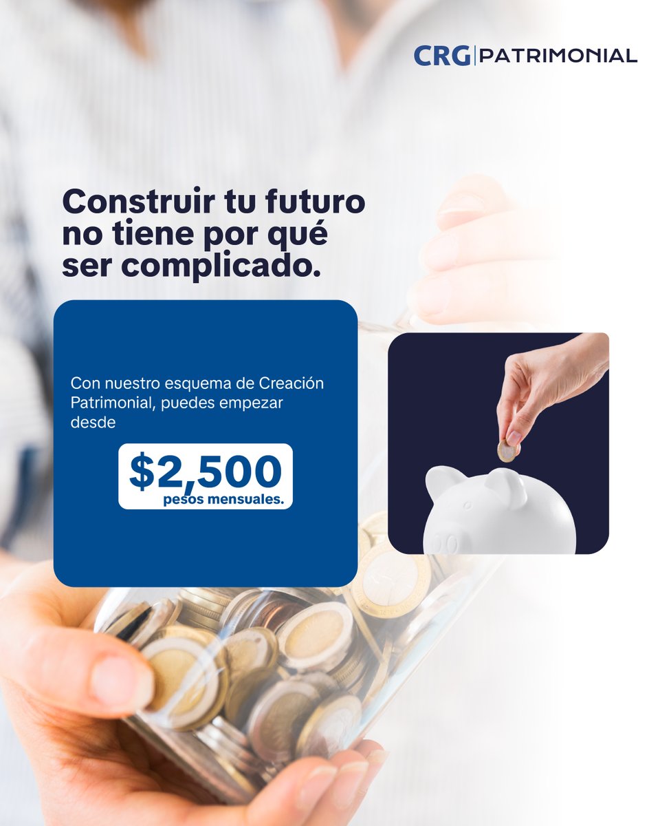 Crea tu patrimonio paso a paso con nuestro esquema desde $2,500 MXN mensuales. Sin complicaciones, con estrategia y respaldo. 💼
¡Tu futuro se construye con decisiones hoy!
👉 Escríbenos para activar tu plan.
#CRGPatrimonial #Inversión #Ahorro #Finanzas